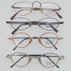 Vintage DKNY Metal Frame Rx Eyeglasses LOT OF 4 Pairs of Unisex Retro Eyewear.